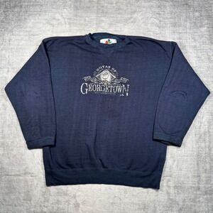 Georgetown Hoyas Sweatshirt Mens XL Blue Vintage 90s Embroidered Distressed NCAA